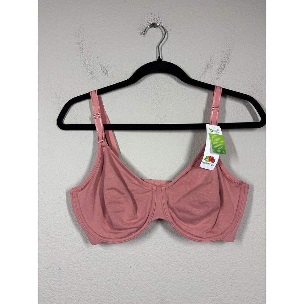 Fruit of the Loom Large Unlined Bra Pink Cotton Blend Comfort Underwire FT920 - Picture 2 of 8